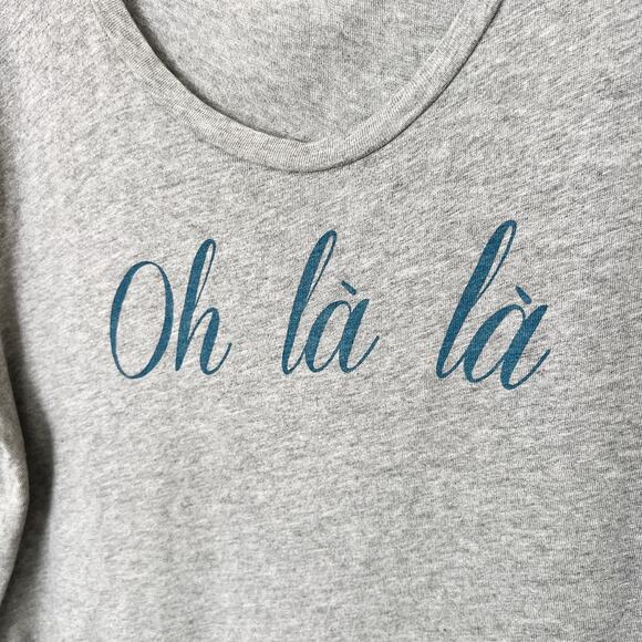 [J. Crew] Gray Oh La La Graphic Print Round Neck Short Sleeve T-Shirt Size XL - Picture 5 of 11